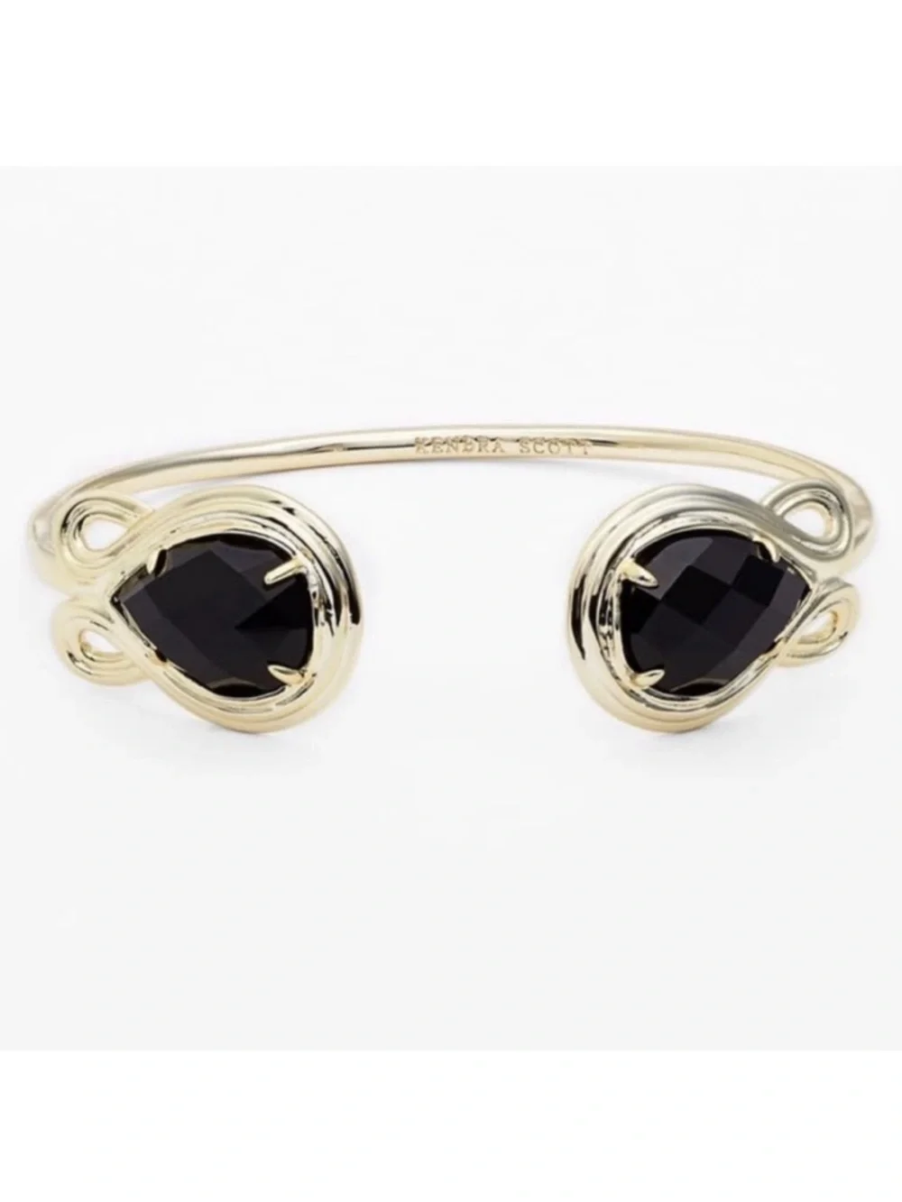 Kendra Scott Andy Bracelet Black Stones and Gold Adjustable Pinch Cuff